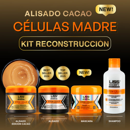 Alisado Células Madre + Alisado Células Madre Edición Cacao + Máscara Magic + Shampoo Células Madre